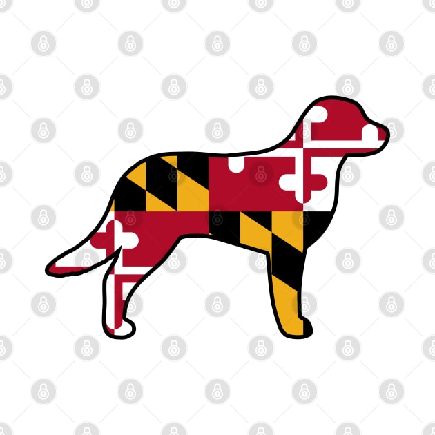 Chesapeake Bay Retriever Silhouette with Maryland Flag by Coffee Squirrel