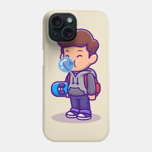Cute Skater Boy Blowing Candy Bubble Phone Case