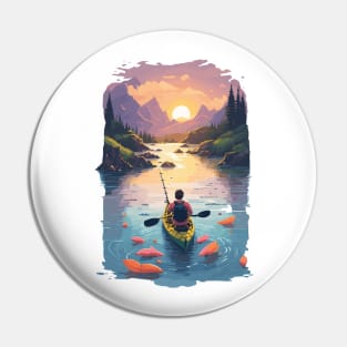 Outdoor adventure man in a kayak boat Pin