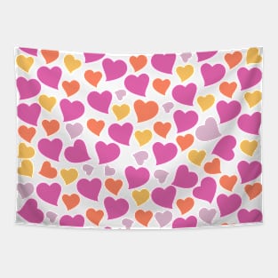 Pink Orange Yellow Hearts Tapestry