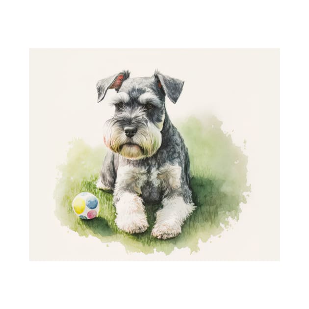 Miniature Schnauzer Watercolour Painting by TheArtfulAI