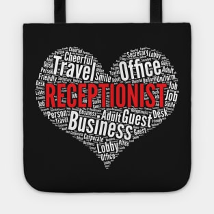 Receptionist Heart Shape Word Cloud Design product Tote