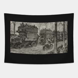 London buses returning from the trenches, WW 1, 1917 Tapestry