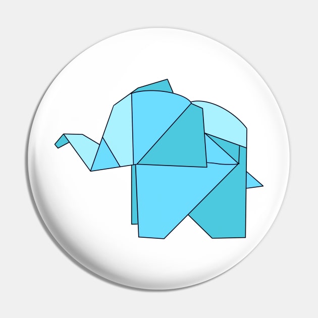 Blue origami elephant Pin by CalliesArt