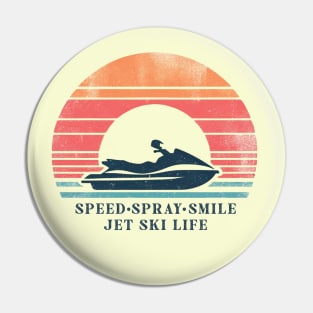 Retro Jet Ski Sunset - Watersports Enthusiast Tee Pin