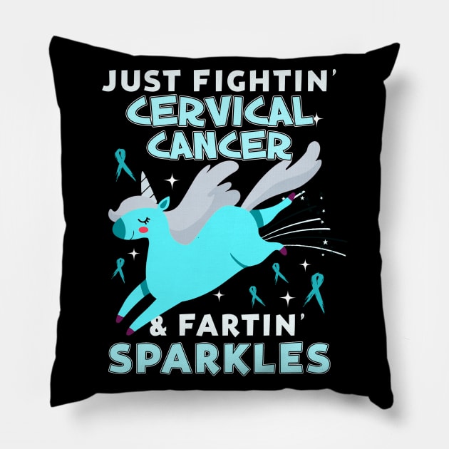 cervical cancer funny unicorn farting sparkles Pillow by TeesCircle