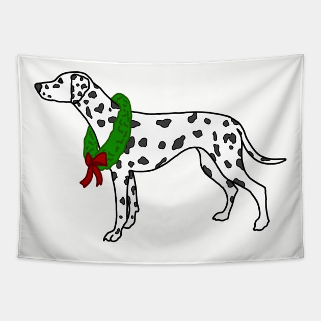 Festive Dalmatian in Wreath Tapestry by Art by Lex