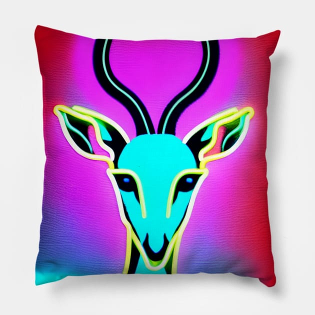 Neon Deer Pillow by ArtistsQuest