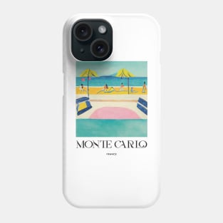 Monte Carlo Beach Old Travel Poster Retro Wall Art Illustration Phone Case