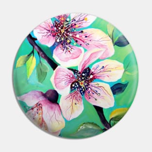 Japanese Cherry Blossom Tree Watercolor Pin