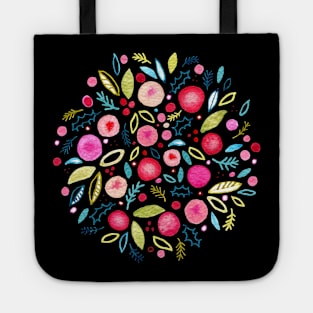 Winter Watercolor Wreath Tote