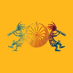 Kokopelli Duo With Man In The Maze Symbol 1 T-Shirt