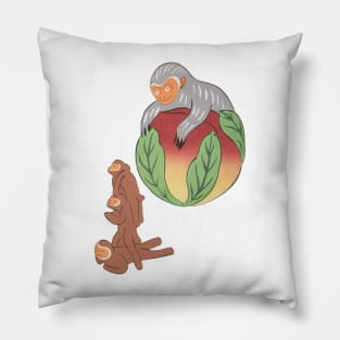 Cute Mischievous Japanese Monkeys Kawaii Pillow