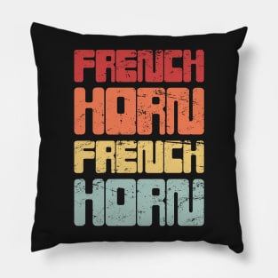 Vintage 70s FRENCH HORN Text Pillow