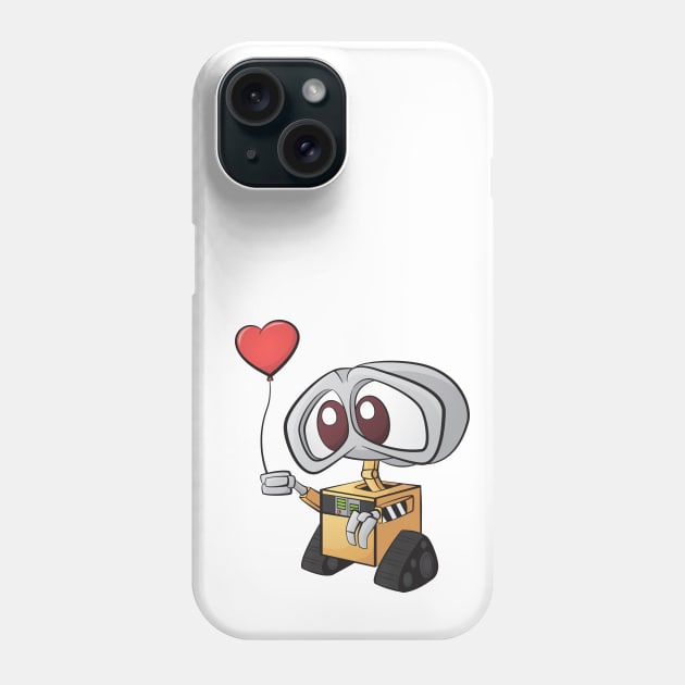 Sad Wall-E with Heart Balloon Phone Case by casbuijsman