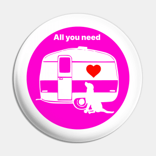 ALL YOU NEED HEART DOG CARAVAN FUCHSIA Pin