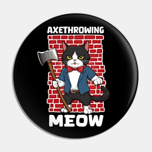 Tuxedo cat and Axe throwing Sport lover gift Pin