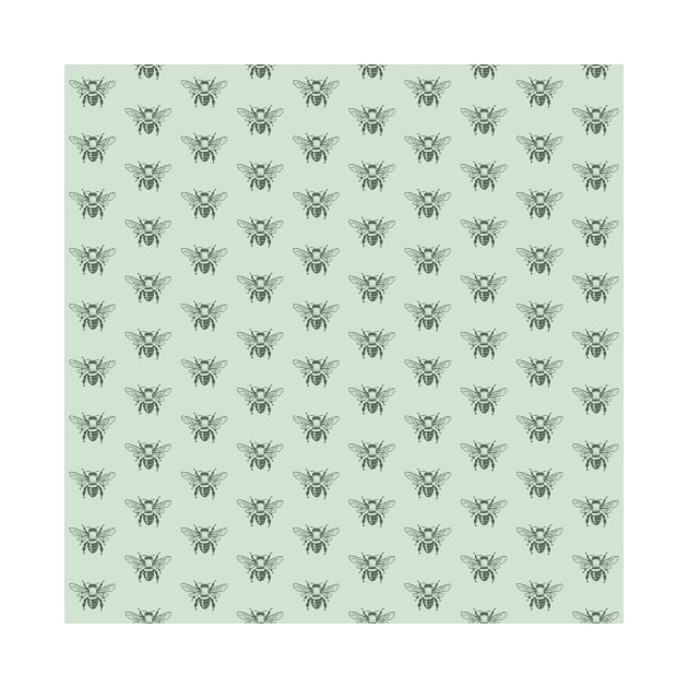 Honey Bees All Over Muted Mint Green by MEWRCH