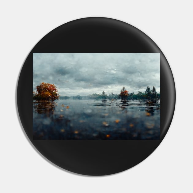 Foggy Lake Falling Raindrops On A Rainy Autumn Day Pin by Unwind-Art-Work