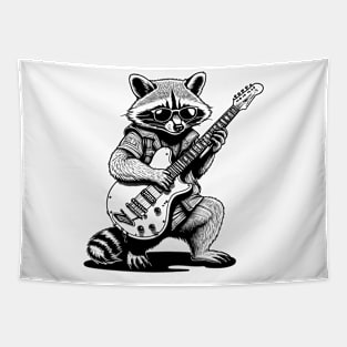 Racoon Playing Electric Guitar Tapestry