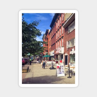 City Street Shops Red Bricks Houses Hoboken New Jersey Magnet