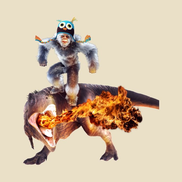 Fashionable Yeti Riding Dinosaur by Random Galaxy