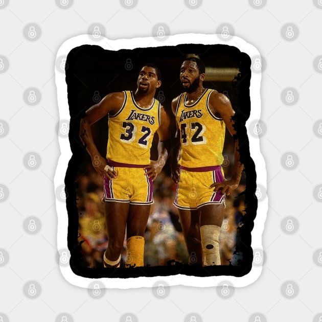 Magic Johnson and James Worthy, 1984 Magnet by Omeshshopart