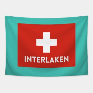 Interlaken City in Swiss Flag Tapestry