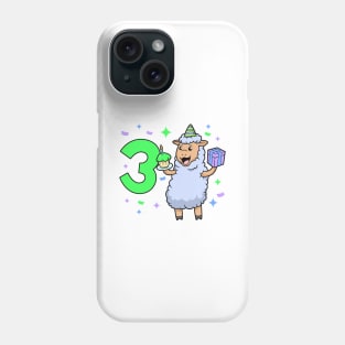I am 3 with sheep - girl birthday 3 years old Phone Case