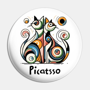 Dual Picatsso Geometric Abstract Cats Pin