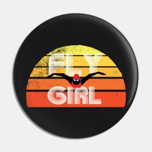 Retro Fly Girl Womens Swimming 2 Pin