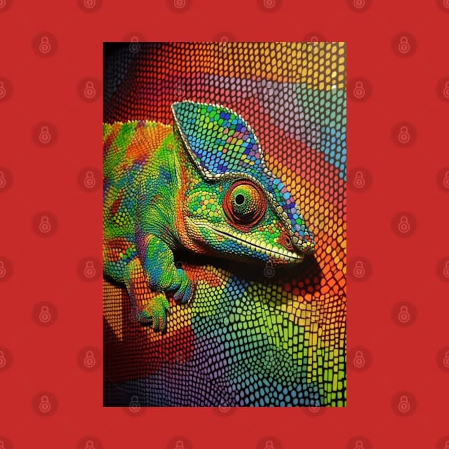 Reptile Lover and Lizard Lover Op Art Chameleon by Unboxed Mind of J.A.Y LLC 