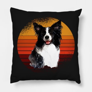 Vintage Border collie sunset, dog, dogs, puppy, sheepdog, collie mom gifts Pillow