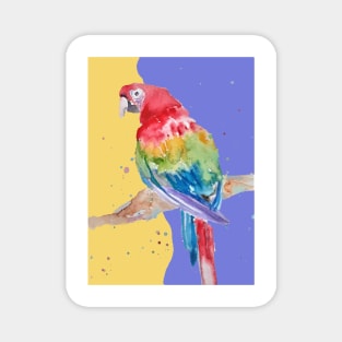 Parrot Watercolor Painting Macaw - Yellow Lavender Magnet