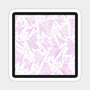 Paisley butterflies white-pink Magnet