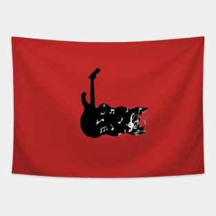 black and white guitar Tapestry