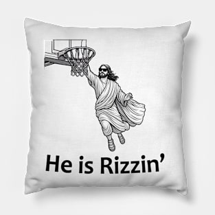 Funny Easter Jesus Playing Basketball Meme: He is Rizzin. Pillow