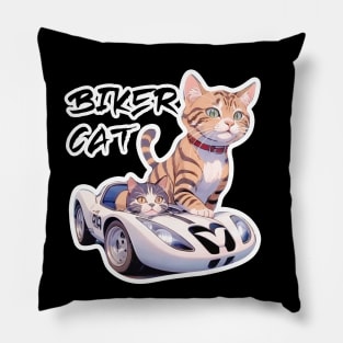 Biker Cat,Racer Cat Pillow