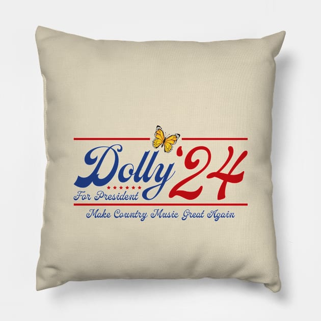 Dolly Parton 2024 For President Pillow by flataffex