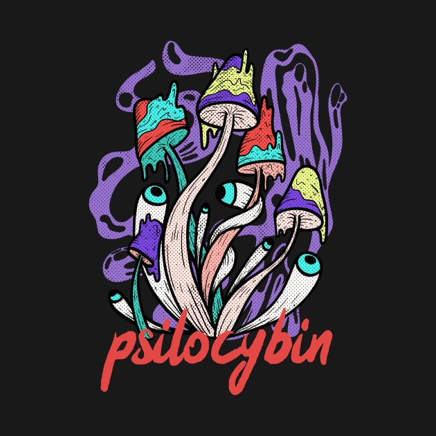 Psilocybin mushroom, Microdose mushrooms, Magic Mushrooms, hallucinogenic mushrooms, by One Eyed Cat Design
