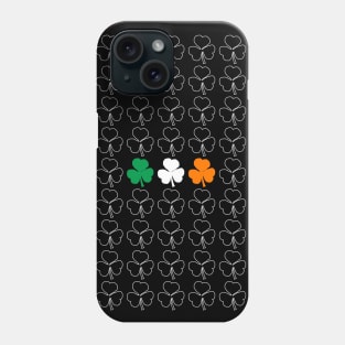 White Shamrock Pattern with Irish Flag Phone Case