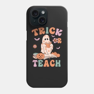 Groovy Halloween Trick or Teach Retro Floral Ghost Teacher Phone Case