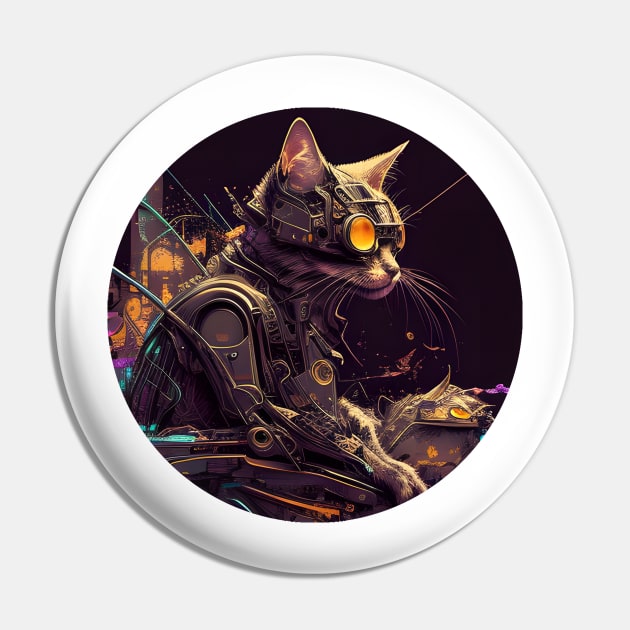 Cyberpunk Cat Thou Shalt Not try Me - Love Cats Pin by Jason Smith