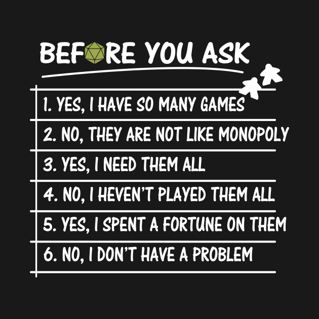 Before you ask Yes, I Have So Many games Funny Board Game by ChrifBouglas