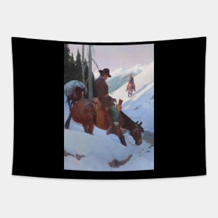 Cowboys In The Mountains - Vintage Western American Art Tapestry