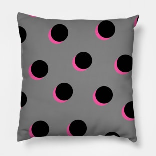 Pink, Grey and Black Polka Dots Spots Pillow