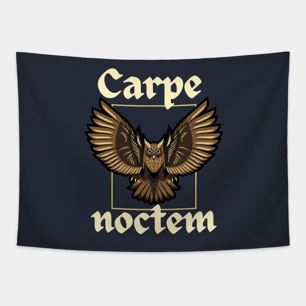 Carpe noctem Owl Tapestry by artbleed