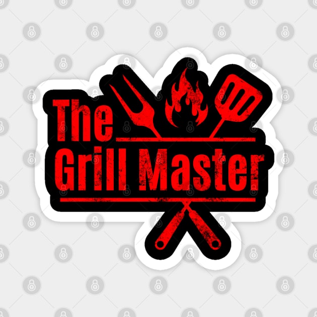 The Grill Master Vintage Distressed Funny Grill Dad Grilling Magnet by Illustradise