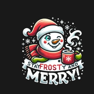 Cheerful Snowman in Red Scarf - Festive Christmas T-Shirt