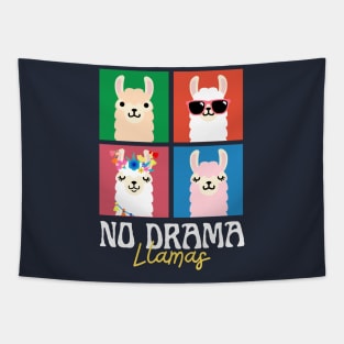 No Drama Llamas Squares Funny Vintage 70s Animal Lover Tapestry